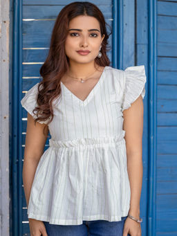 WEAVLLITE - White Stripes Viscose Rayon Tunic