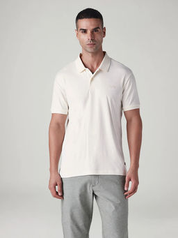 Levi's - Men's Off White Solid/Plain Polo T-Shirt