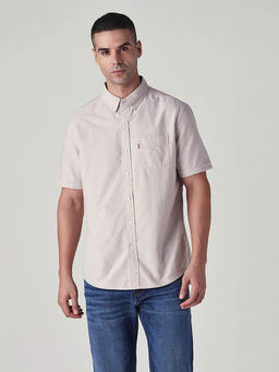 Levi's - Men's Beige Solid/Plain Shirt