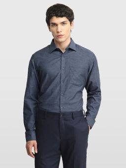 Arrow - Navy Blue Men's Heathered Liberty Classic Regular Fit Originals Shirt