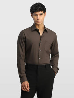 Arrow - Brown Men's Dobby Manhattan Slim Fit Originals Shirt