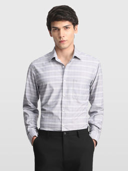 Arrow - Grey Men's Grid Tattersall Checked Knitted Originals Shirt
