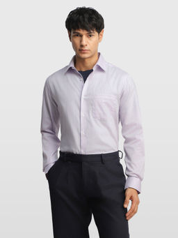 Arrow - Purple Men's Vertical Striped Liberty Classic Regular Fit Originals Shirt