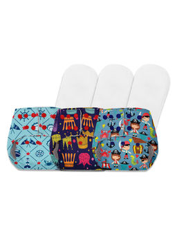 BASIC - Pack Of 3 Reusable Freesize Cloth Diapers For Baby 0-3 Yrs With 3 Inserts