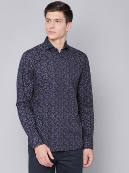 Bruun & Stengade - Navy Blue Solid Collar Neck Shirt