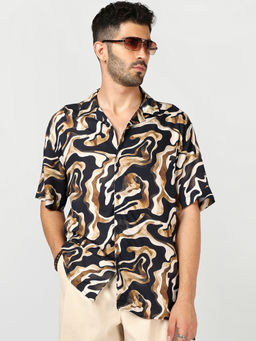 Bewakoof - Men Black Viscose Oversized Fit Shirt