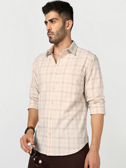 Bewakoof - Men Beige Cotton Linen Regular Fit Shirt