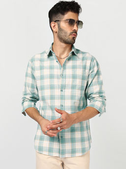 Bewakoof - Men Green Cotton Linen Regular Fit Shirt