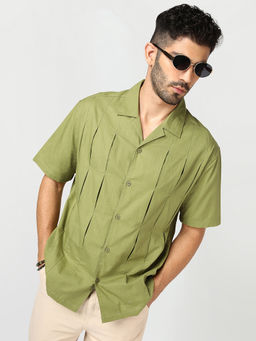 Bewakoof - Men Green Pure Cotton Oversized Fit Shirt