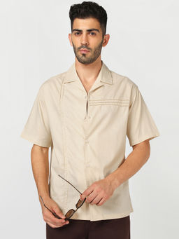 Bewakoof - Men Beige Pure Cotton Oversized Fit Shirt