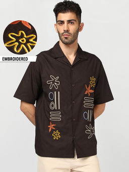 Bewakoof - Men Brown Pure Cotton Oversized Fit Shirt