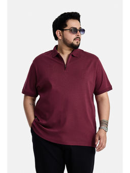 Snitch - Men Wine Cotton Polo T-Shirt