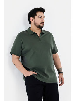 Snitch - Men Olive Cotton Polo T-Shirt
