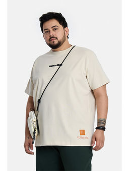 Snitch - Men Beige Cotton T-Shirt