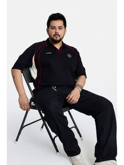 Snitch - Men Black Cotton Blend Polo T-Shirt