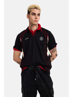 Snitch - Men Black Blended Polo T-Shirt