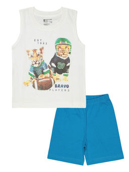 Bodycare - Boys Multi Printed Cotton Vest with Shorts (Set of 2)