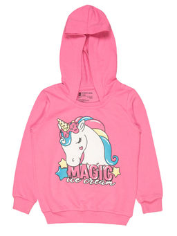 Bodycare - Girls Pink Printed Cotton Hoodie
