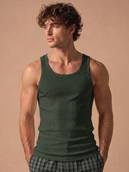 Van Heusen - Men Green Textured Cotton Vest