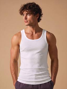 Van Heusen - Men White Textured Cotton Vest