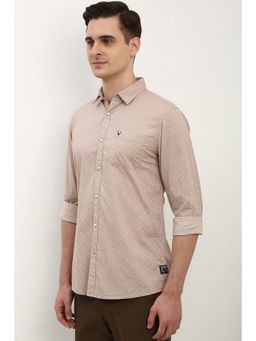 Allen Solly - Men Beige Custom Fit Print Full Sleeves Casual Shirt
