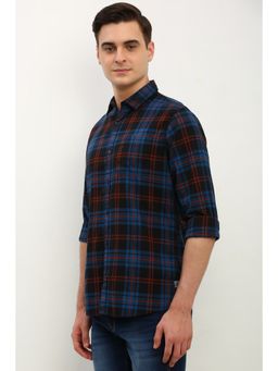 Allen Solly - Men Black Custom Fit Check Full Sleeves Casual Shirt