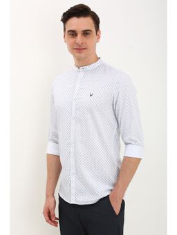 Allen Solly - Men White Slim Fit Print Full Sleeves Casual Shirt
