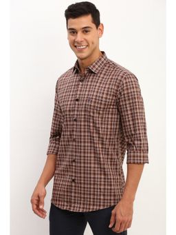 Allen Solly - Men Brown Slim Fit Check Full Sleeves Casual Shirt