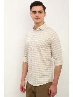Allen Solly - Men Beige Slim Fit Check Full Sleeves Casual Shirt