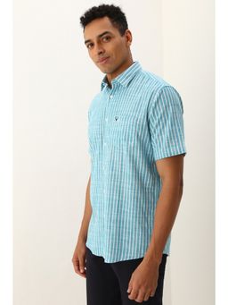 Allen Solly - Men Blue Slim Fit Stripe Half Sleeves Casual Shirt