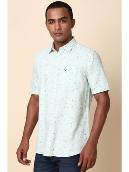 Allen Solly - Men Green Slim Fit Print Half Sleeves Casual Shirt