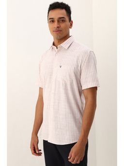 Allen Solly - Men Pink Slim Fit Stripe Half Sleeves Casual Shirt