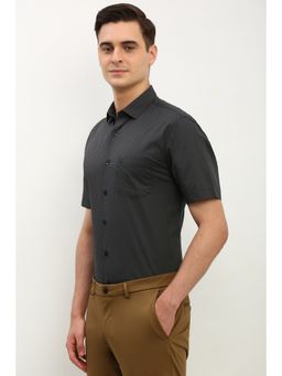 Allen Solly - Men Black Slim Fit Print Half Sleeves Formal Shirt