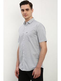 Allen Solly - Men White Slim Fit Print Half Sleeves Casual Shirt