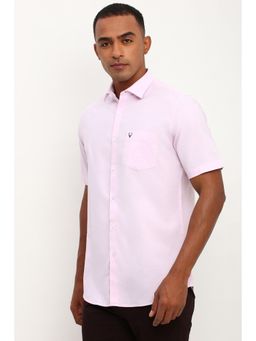 Allen Solly - Men Pink Slim Fit Solid Half Sleeves Casual Shirt