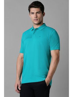Louis Philippe - Men Blue Patterned Polo Neck T-Shirt