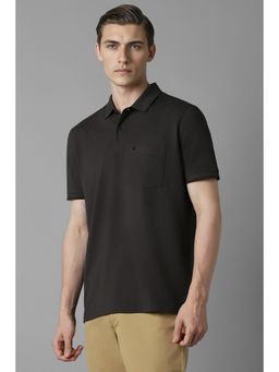 Louis Philippe - Men Brown Textured Polo Neck T-Shirt