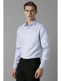 Louis Philippe - Men Blue Classic Fit Print Full Sleeves Formal Shirt