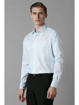 Louis Philippe - Men Blue Classic Fit Print Full Sleeves Formal Shirt