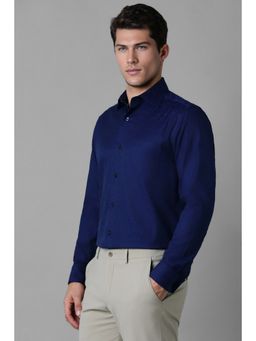 Louis Philippe - Men Blue Classic Fit Print Full Sleeves Formal Shirt