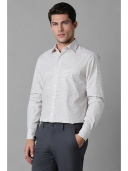 Louis Philippe - Men White Classic Fit Check Full Sleeves Formal Shirt