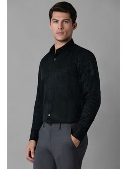 Louis Philippe - Men Black Classic Fit Stripe Full Sleeves Formal Shirt