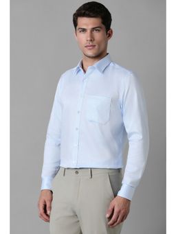 Louis Philippe - Men's Cotton Wrinkle Resistant Slim fit Medium Blue Textured Formal Shirt