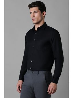 Louis Philippe - Men Black Slim Fit Textured Full Sleeves Formal Shirt