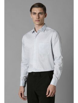 Louis Philippe - Men Blue Slim Print Full Sleeves Formal Shirt