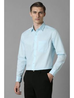 Louis Philippe - Men Blue Slim Fit Check Full Sleeves Formal Shirt