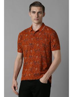 Louis Philippe - Men Red Print Polo Neck T-Shirt