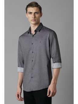 Louis Philippe - Men Grey Slim Fit Dots Full Sleeves Casual Shirt
