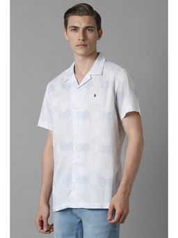 Louis Philippe - Men White Slim Fit Print Half Sleeves Casual Shirt