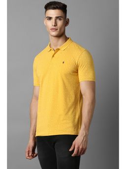 Louis Philippe - Men Yellow Print Polo Neck T-Shirt